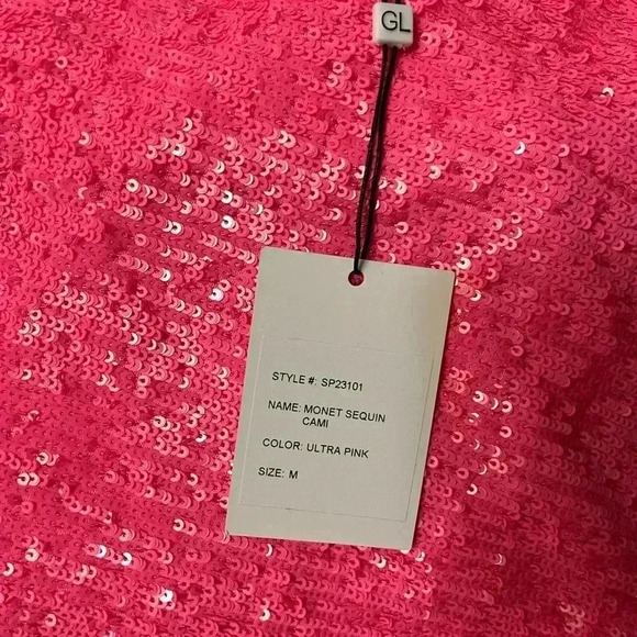 NWT Generation Love Monet Sequin Cami Tank Top Ultra Pink - Picture 7 of 7